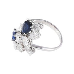 1970's design engagement and cocktail 18k gold ring with sapphires and diamonds