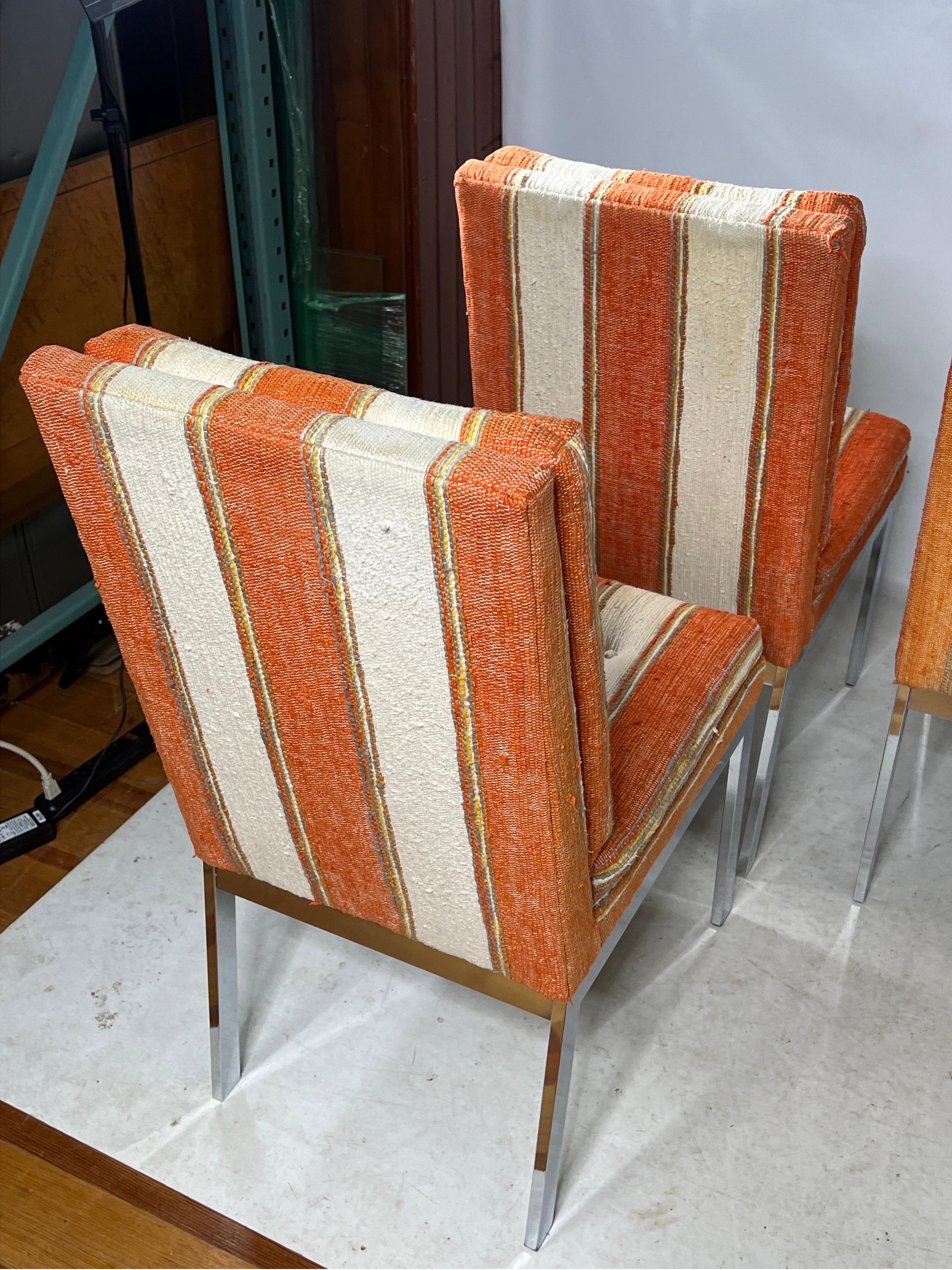 1970s Design Institute of America Chrome Parsons Chairs - Set of 4 In Good Condition For Sale In Esperance, NY