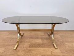 1970s Design Mid century brass and smoked Glass Coffee Table