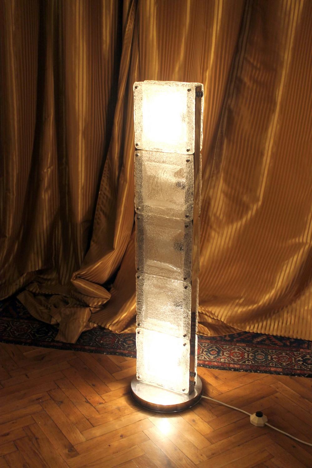1970s Design Murano Clear Glass and Chrome Floor Lamp with Five Lights 2