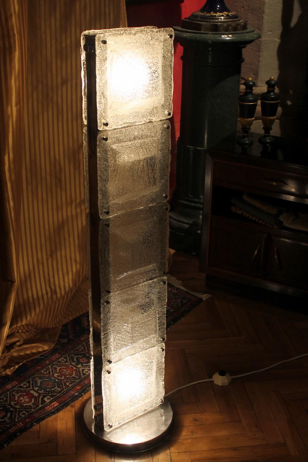 1970s Design Murano Clear Glass and Chrome Floor Lamp with Five Lights 6