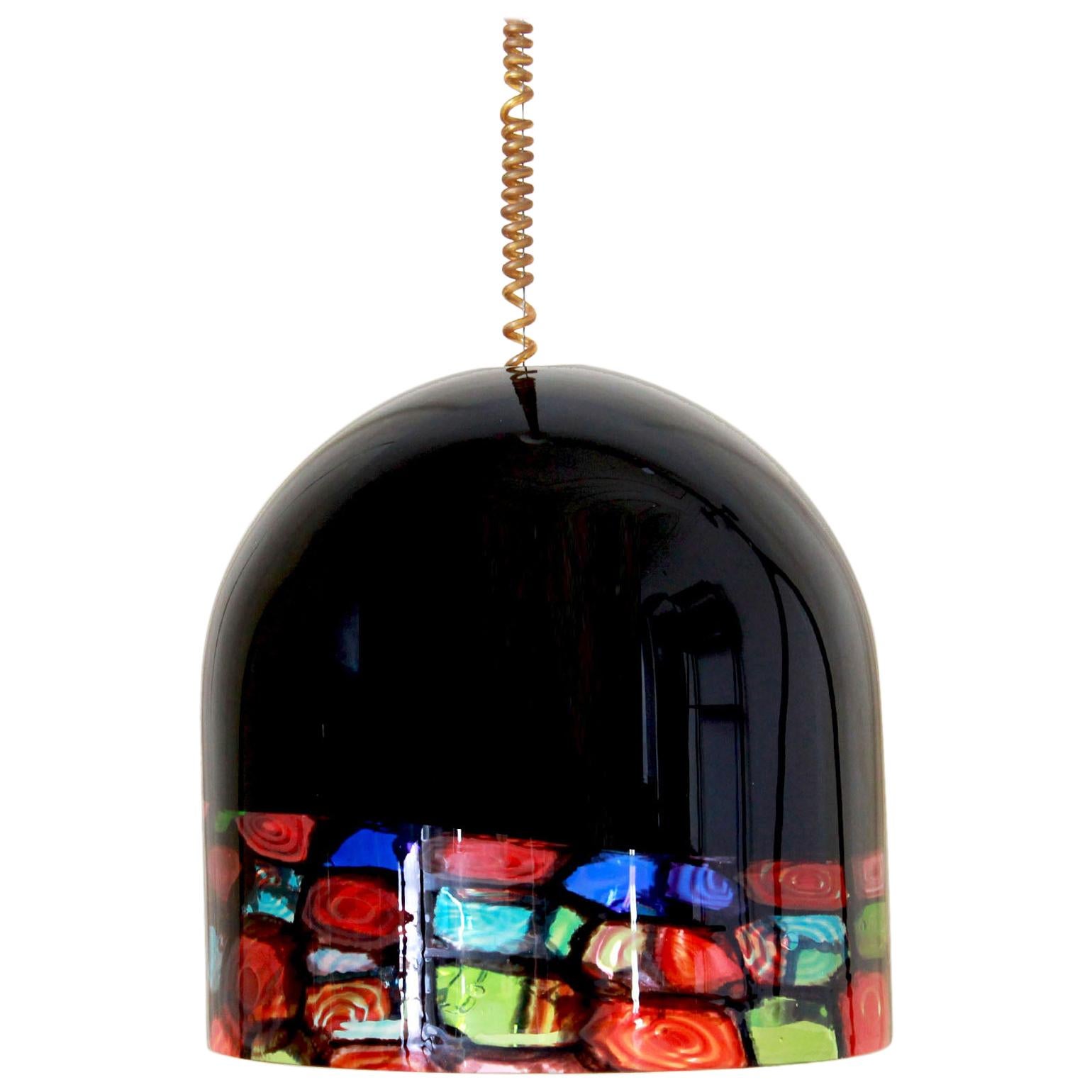 1970s Vintage Black Murano Glass Lampshade, Noti Massari Designer for Leucos