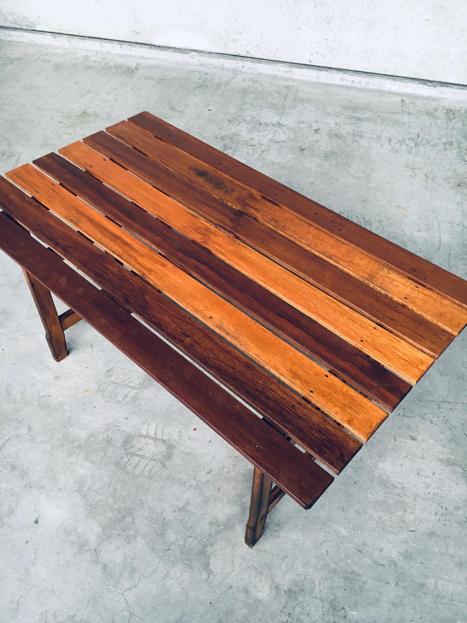 1970s Design Patinated Wood Garden or Kitchen Table For Sale 8
