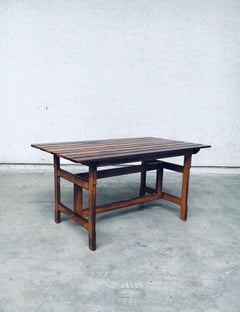 1970s Design Patinated Wood Garden or Kitchen Table