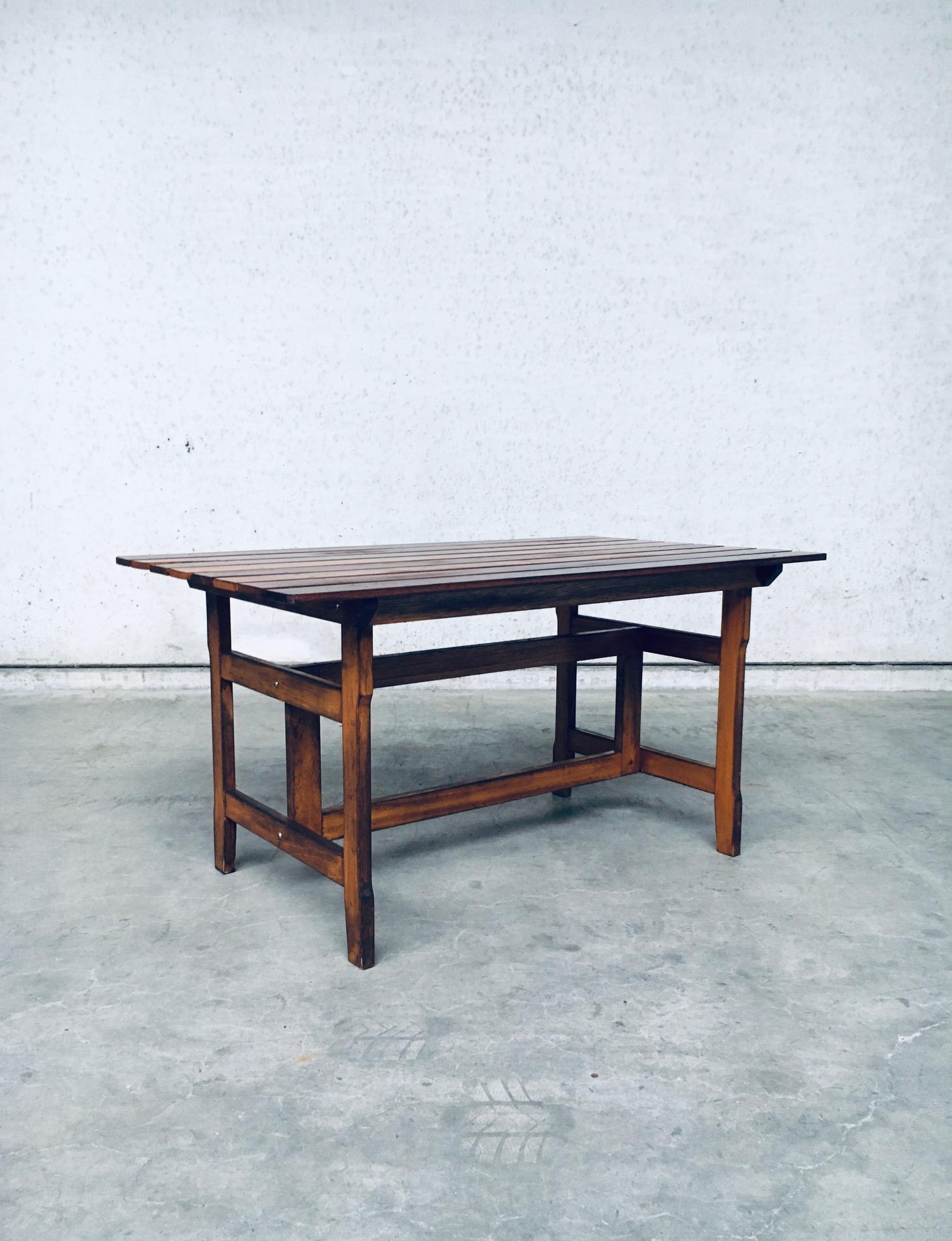 1970s Design Patinated Wood Garden or Kitchen Table In Good Condition For Sale In Oud-Turnhout, VAN