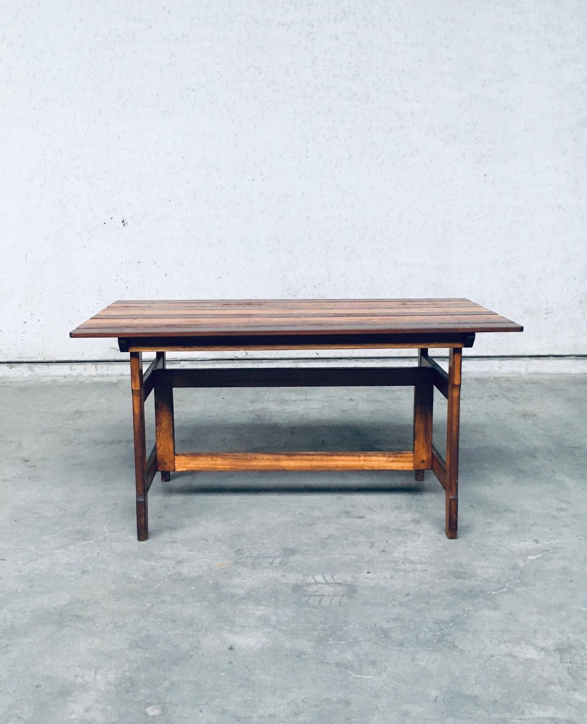 Late 20th Century 1970s Design Patinated Wood Garden or Kitchen Table For Sale