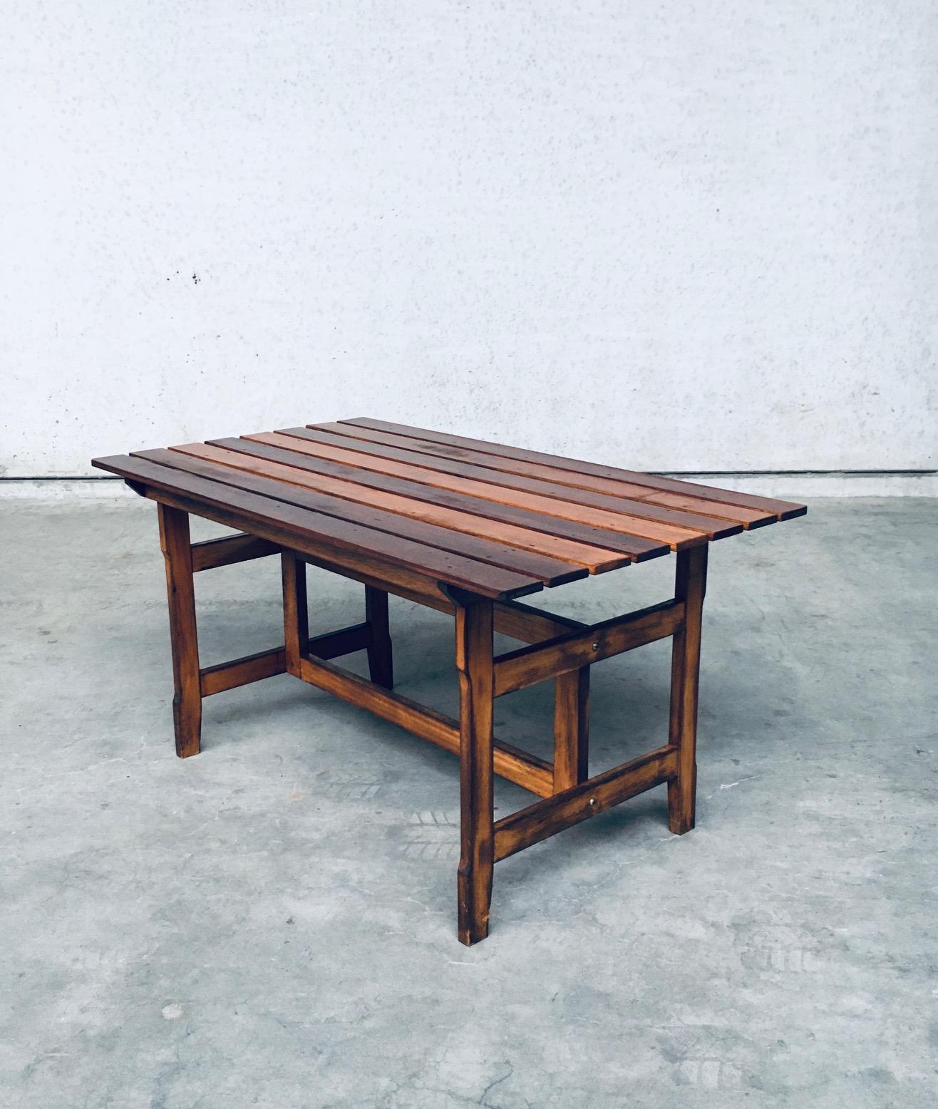1970s Design Patinated Wood Garden or Kitchen Table For Sale 1