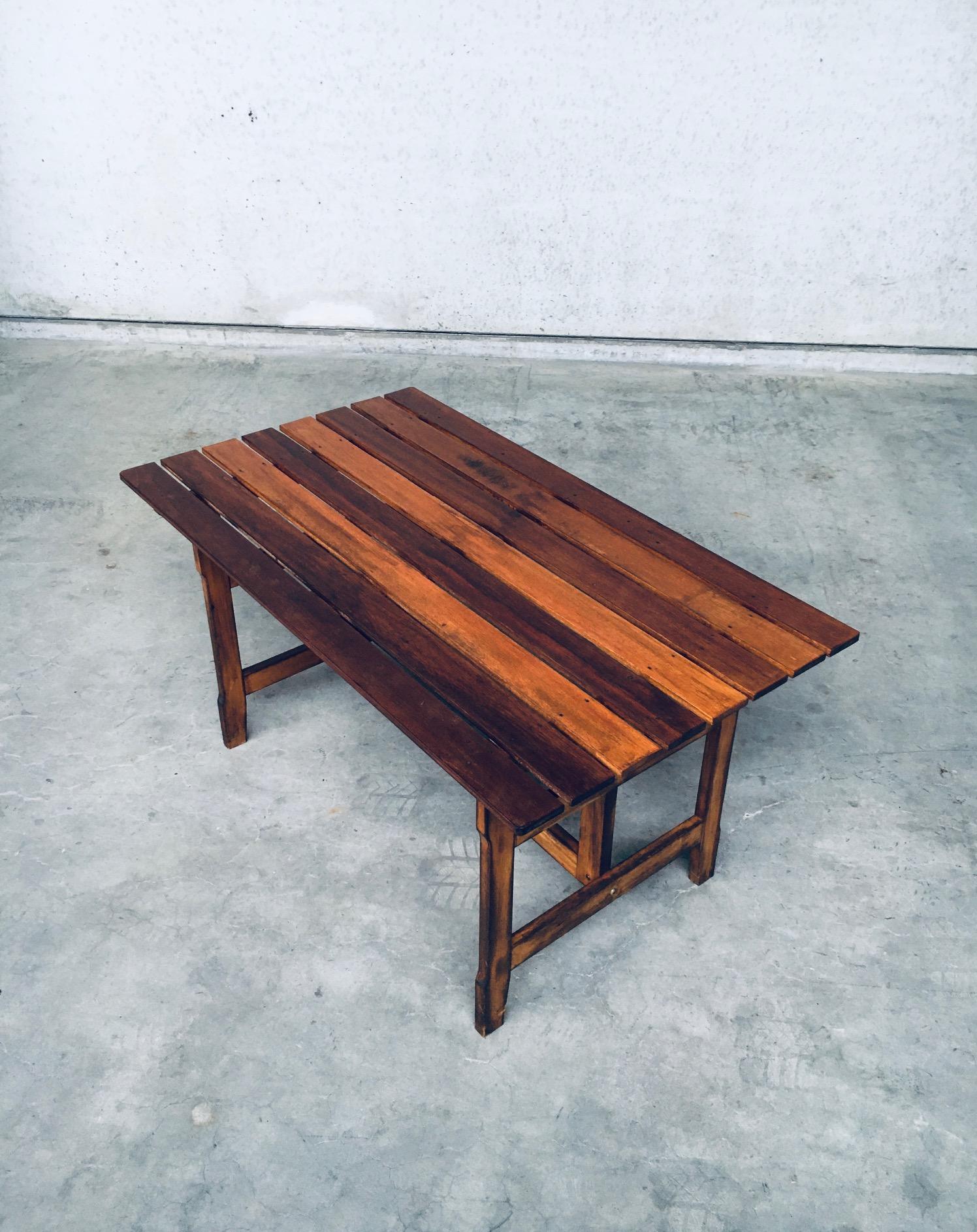 1970s Design Patinated Wood Garden or Kitchen Table For Sale 2