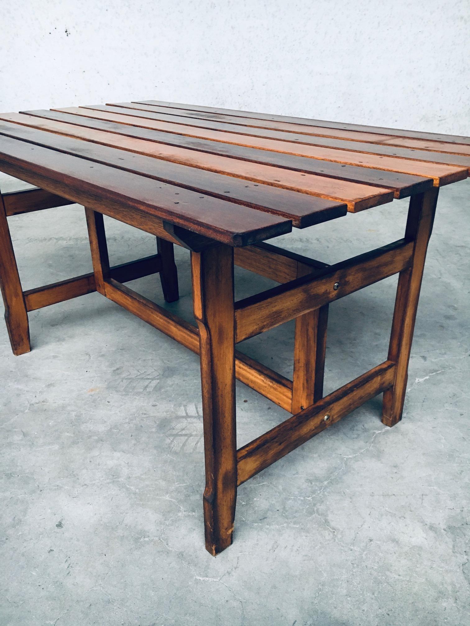 1970s Design Patinated Wood Garden or Kitchen Table For Sale 3