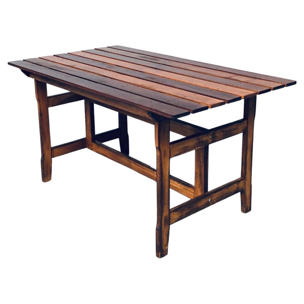 1970s Design Patinated Wood Garden or Kitchen Table