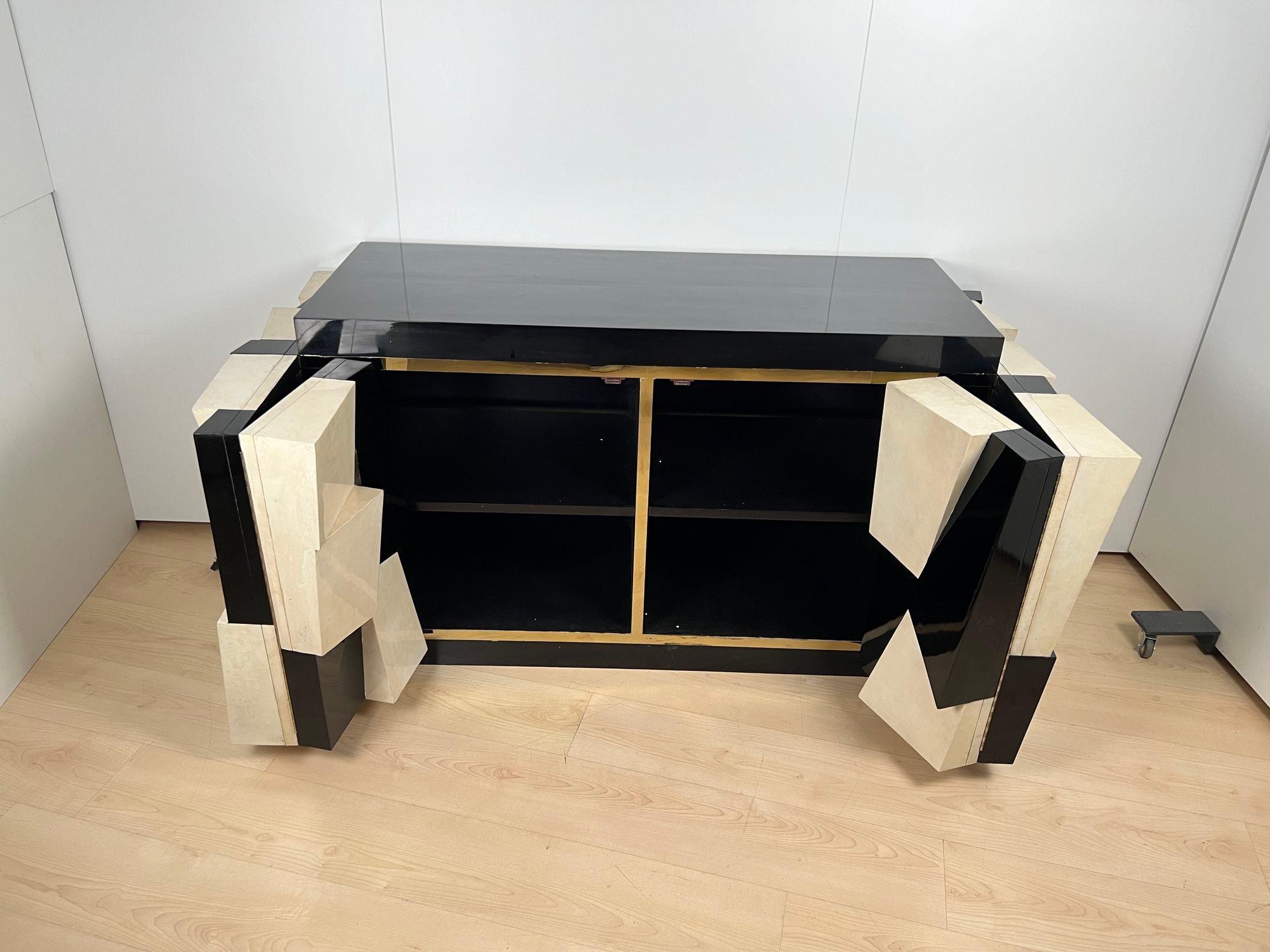 Aparador de diseño según Paul Evans, madera lacada, pergamino, Italia hacia 1970 8
