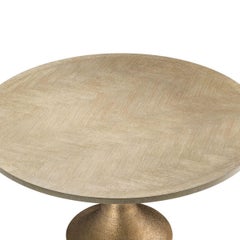 1970s Design Style Brass and Wooden Round Pedestal Dining Table
