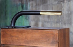 1970s Designer Black Metal, Brass and Chrome Black Tube Lamp Ingo Maurer