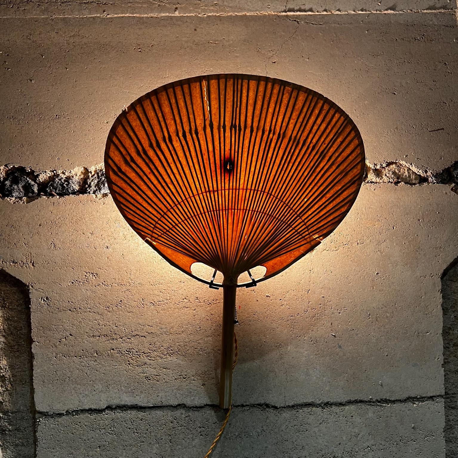 Mid-Century Modern 1970s Ingo Maurer Uchiwa Bamboo Wall Light Sconce Germany For Sale