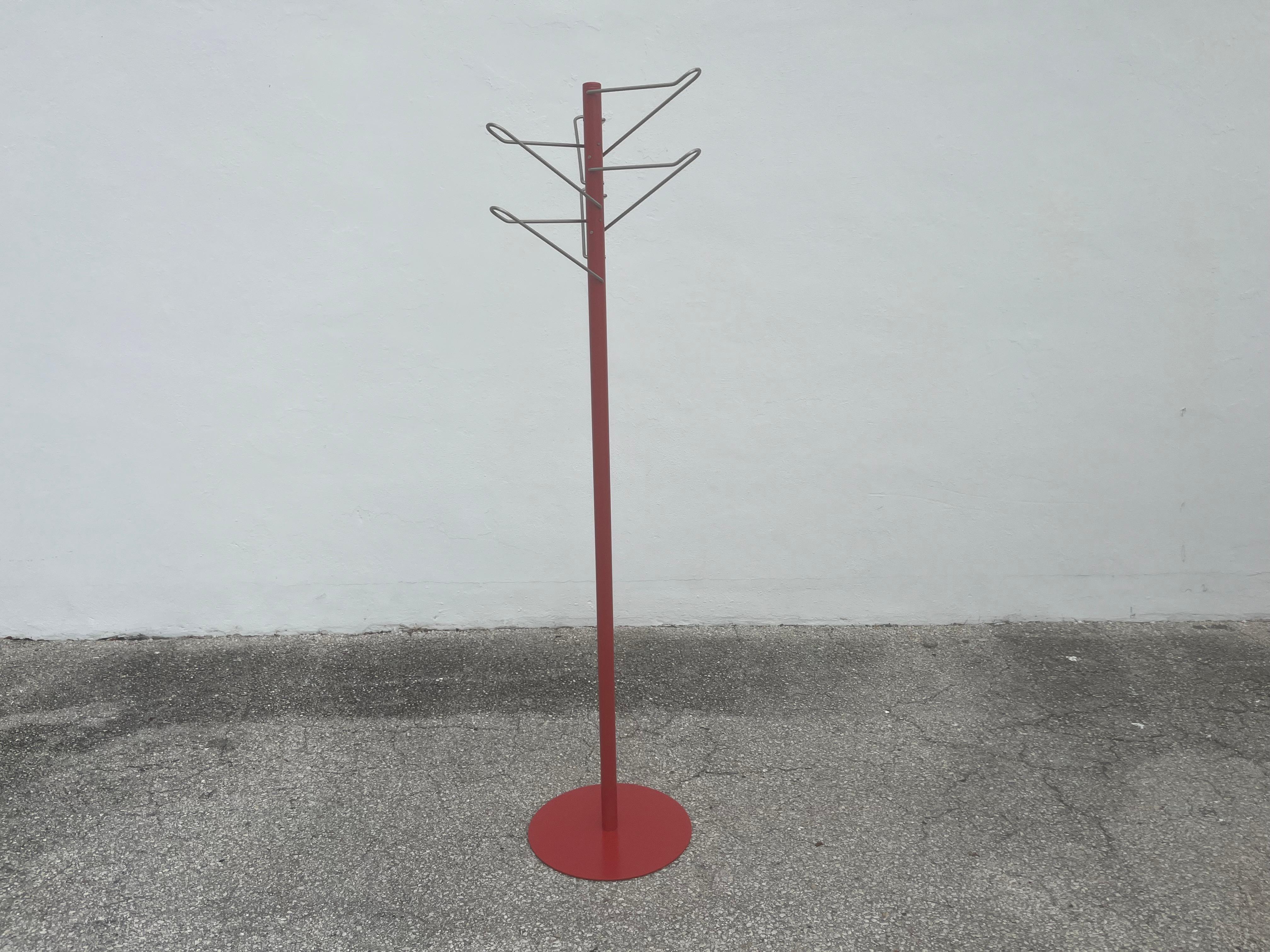 1970s Designer Italian Coat Rack, Red For Sale 5