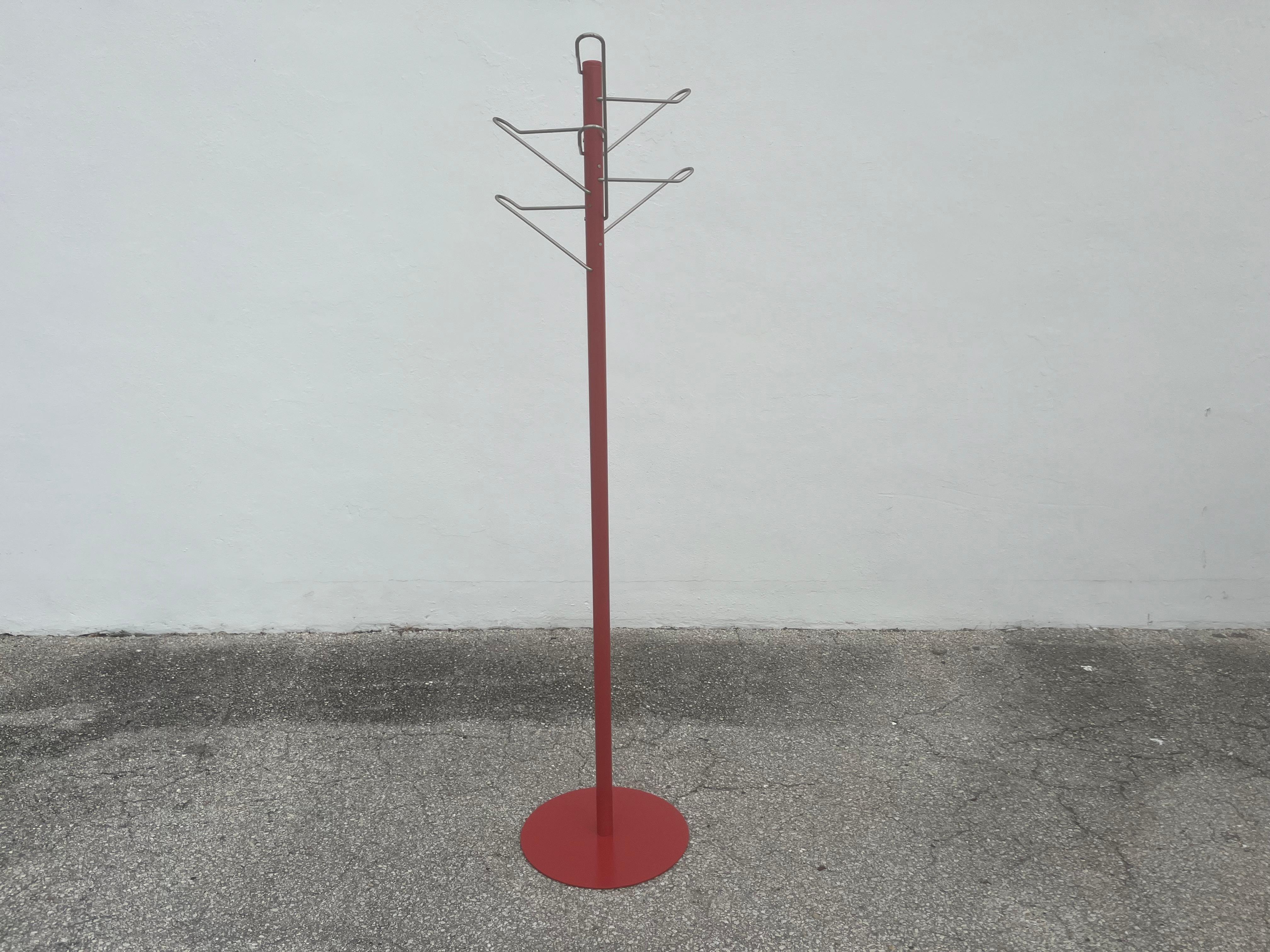 1970s Designer Italian Coat Rack, Red For Sale 6