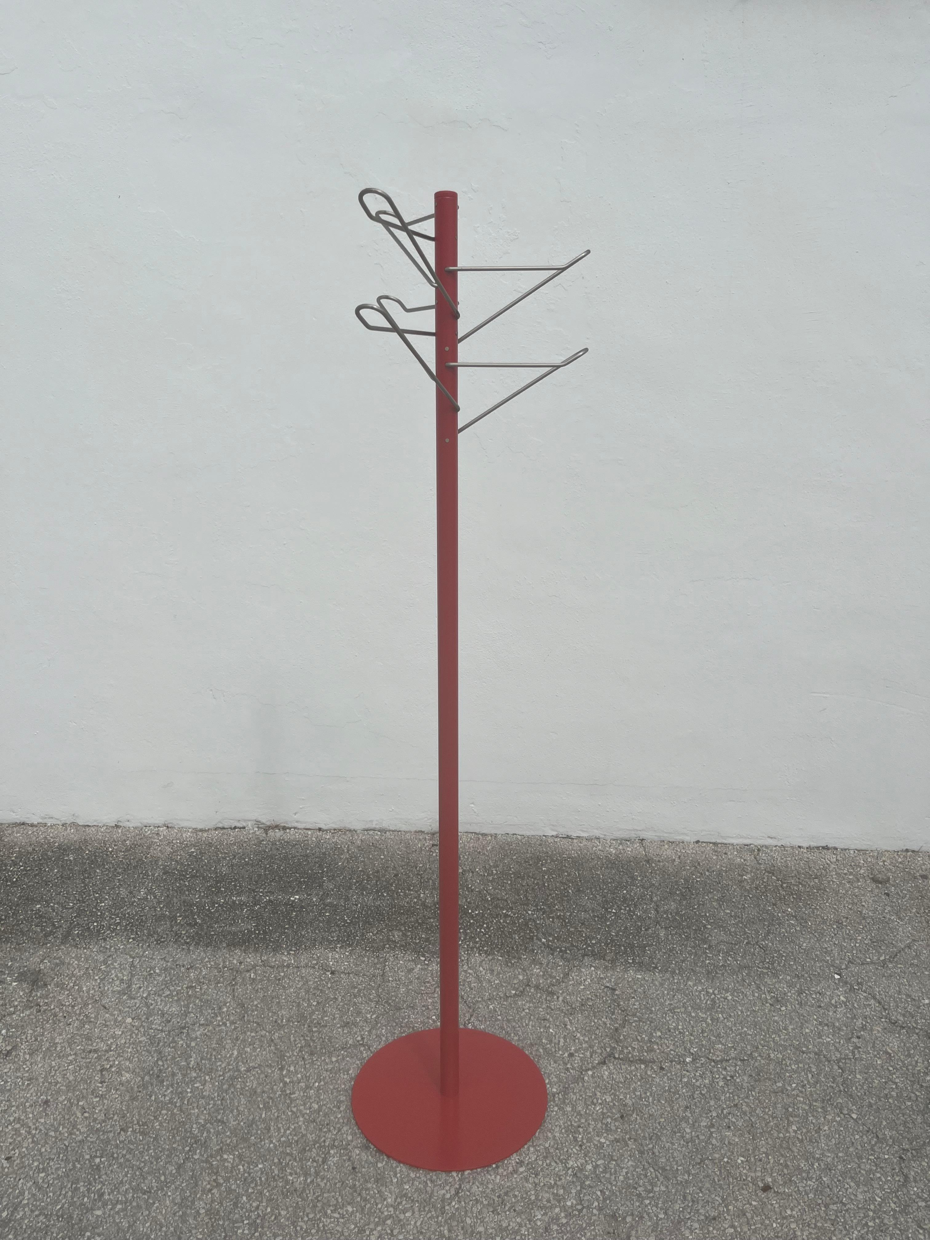 1970s Designer Italian Coat Rack, Red For Sale 7