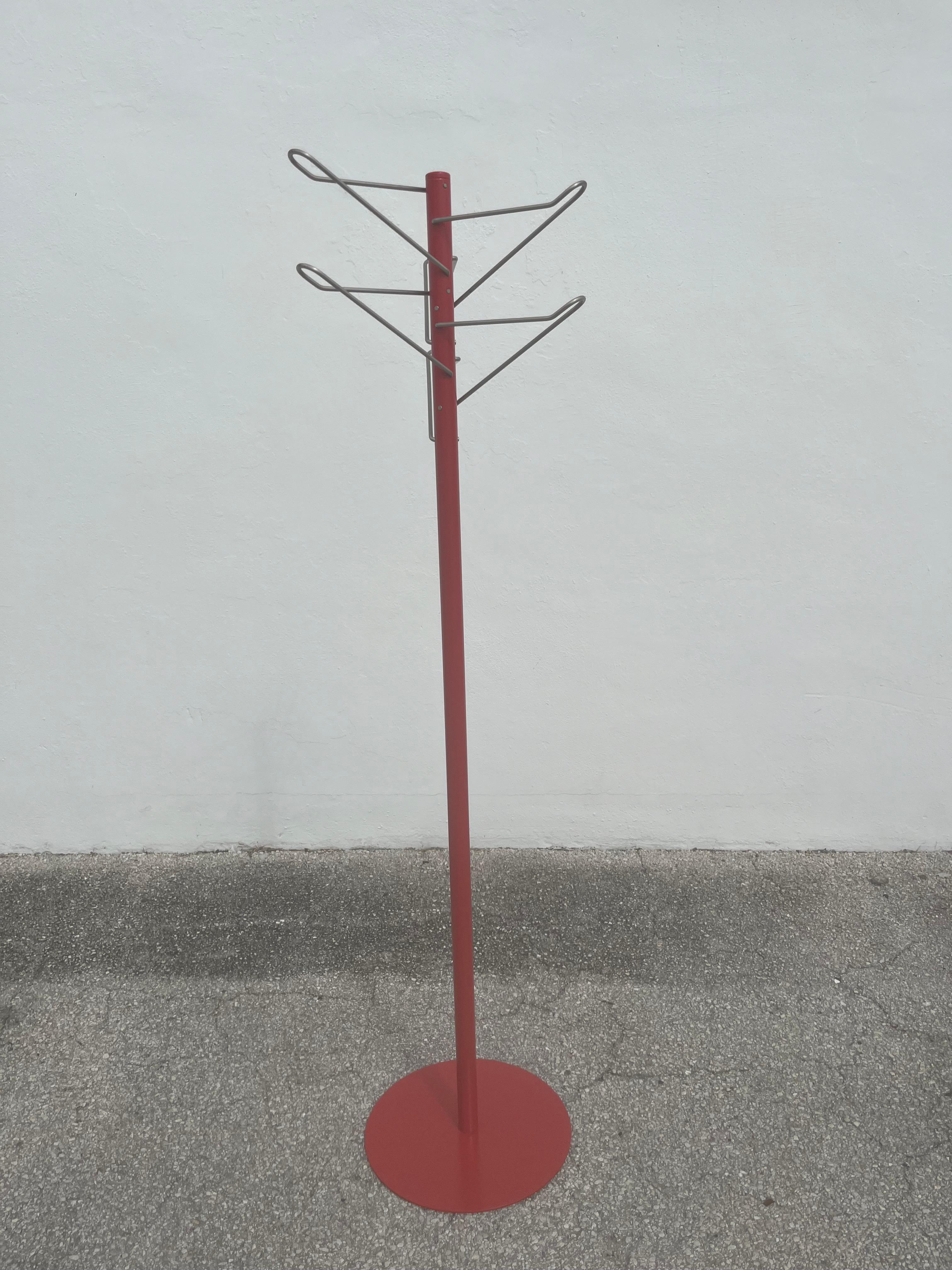 1970s Designer Italian Coat Rack, Red For Sale 8