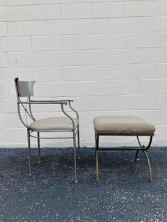 1970s Industrial Steel DIA Chair and Ottoman, Set of 2