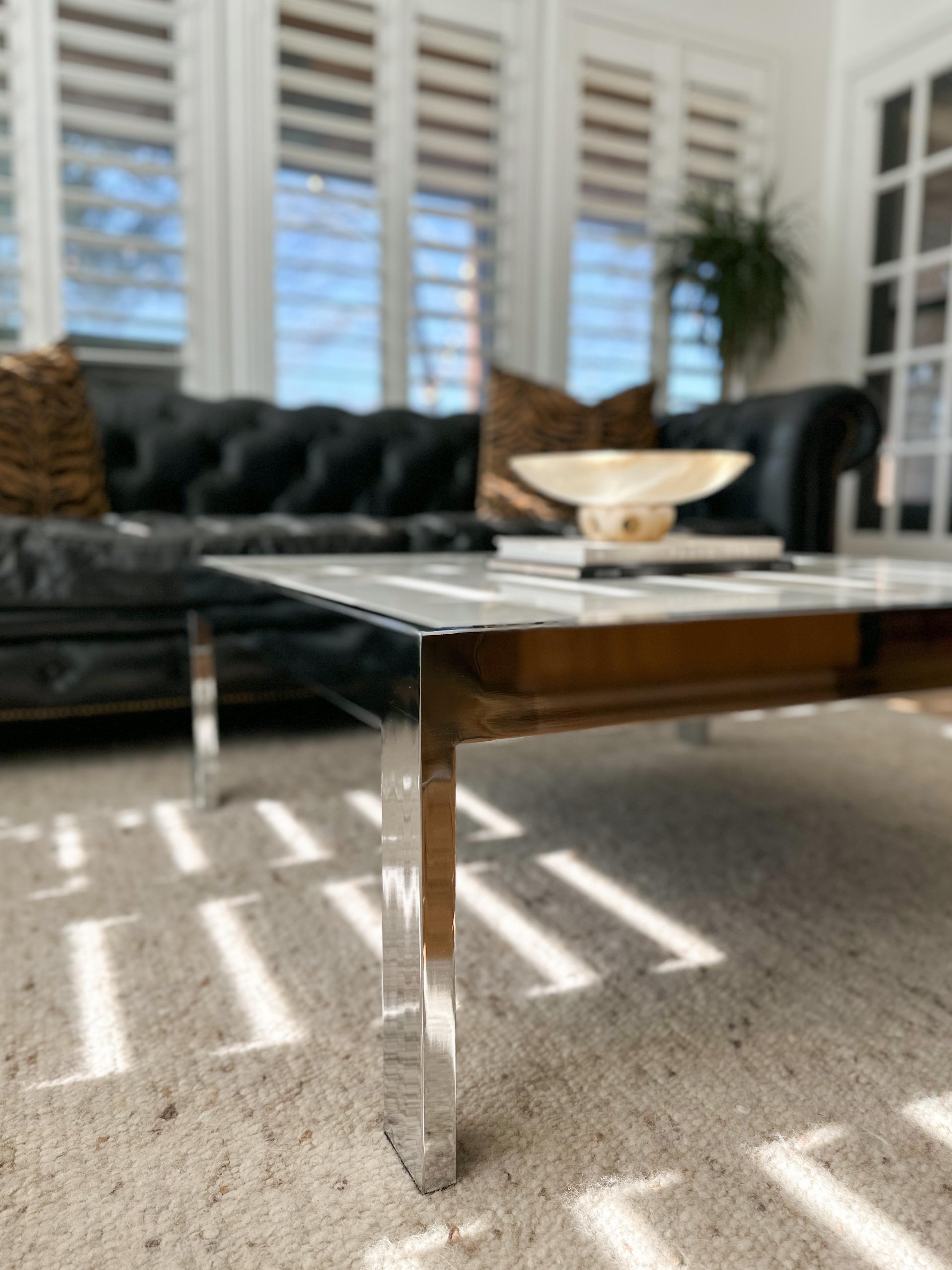 Chrome Table basse en chrome et marbre DIA des années 1970 en vente