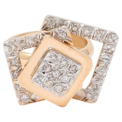 1970's Diamond 14 Karat Two-Tone Gold Vintage Kinetic Spinner Ring