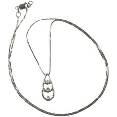 1970s Diamond 14 Karat White Gold Teardrop Pendant Necklace
