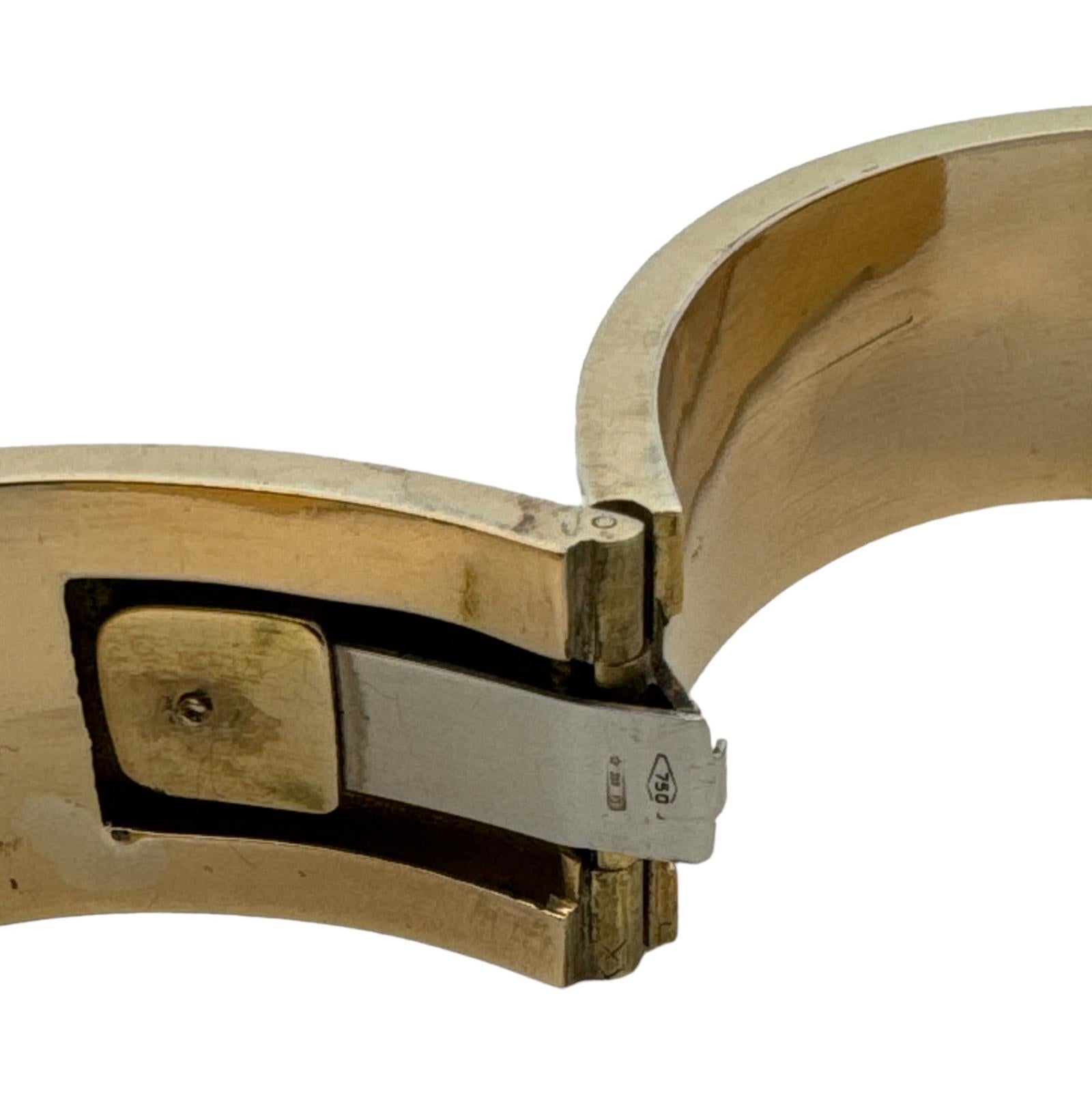 Bracelet manchette à charnières vintage en or jaune 18 carats avec diamants des années 1970 Pour femmes en vente