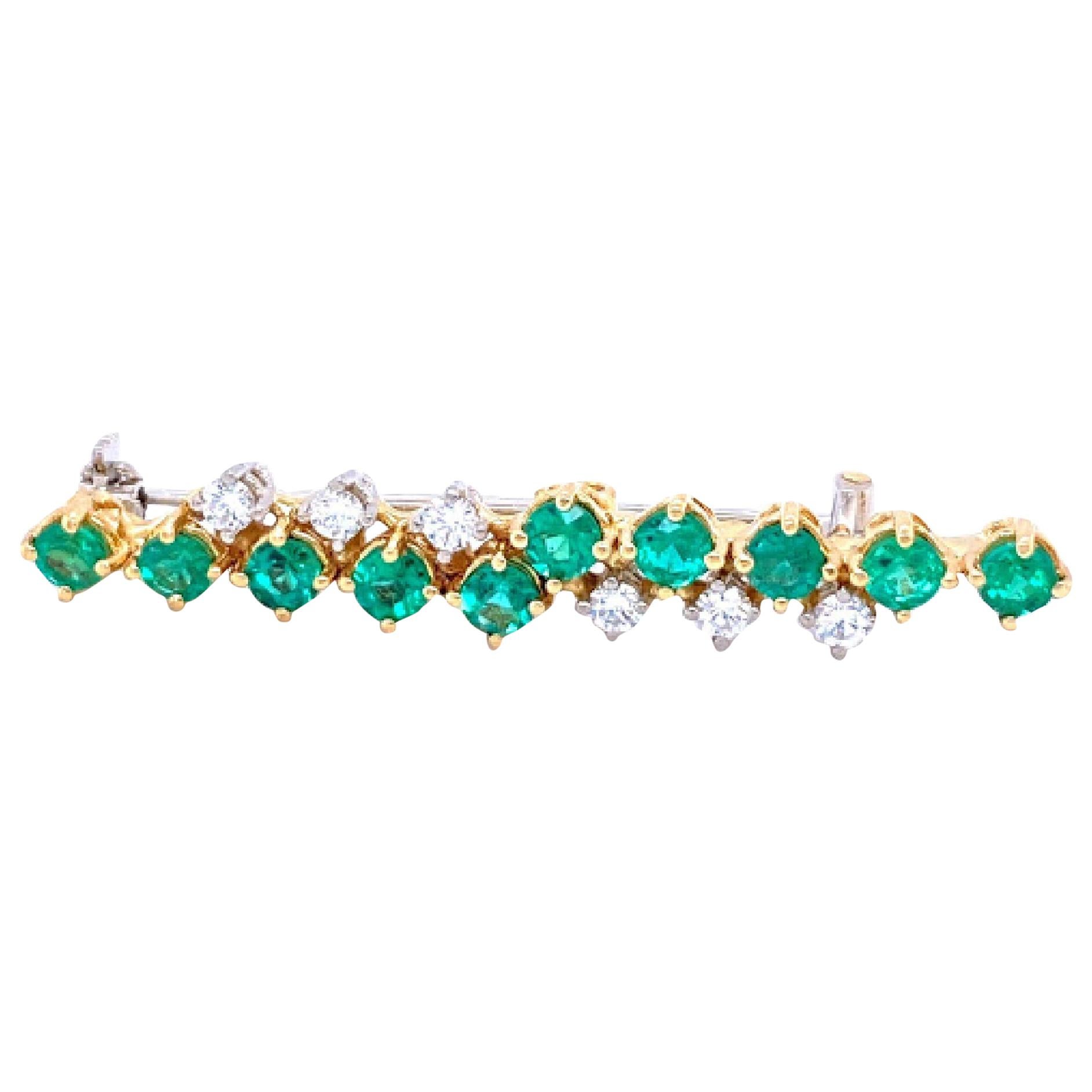 1970s Diamond and Emerald Pin