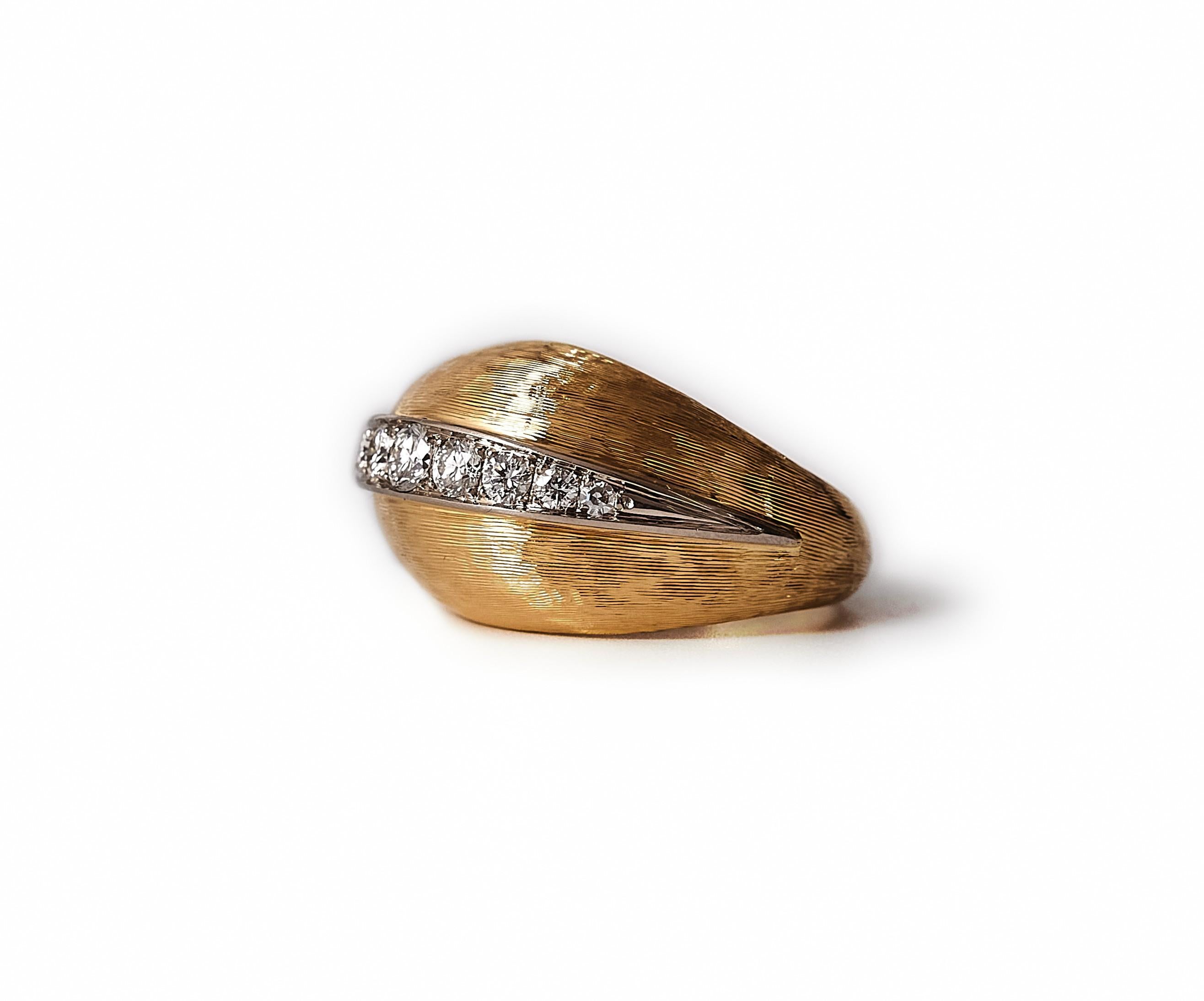 Anillo meñique de diamantes y cúpula de oro de los años 70, de CF Carlman, Estocolmo, Suecia. Retro en venta