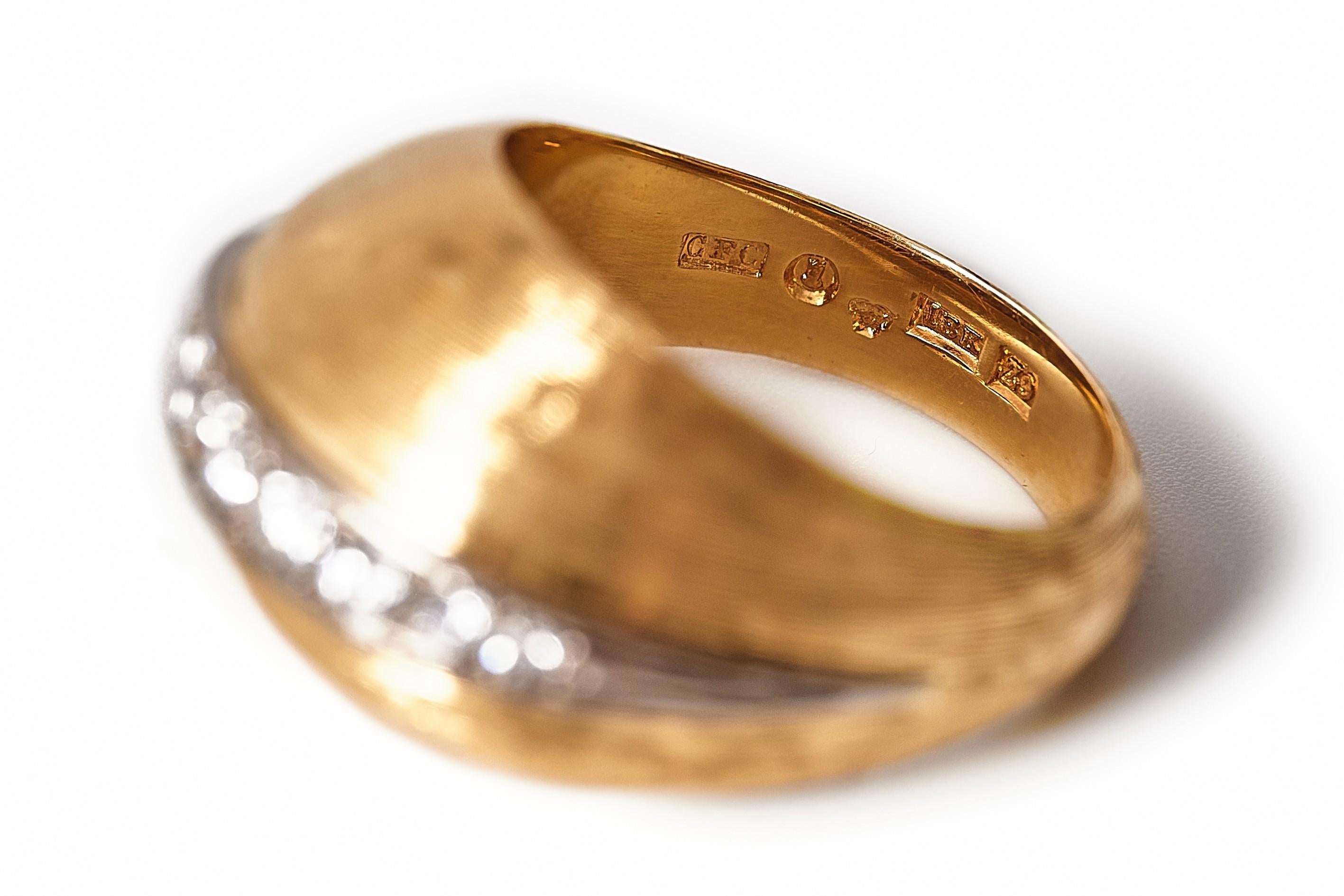 Anillo meñique de diamantes y cúpula de oro de los años 70, de CF Carlman, Estocolmo, Suecia. en venta 3