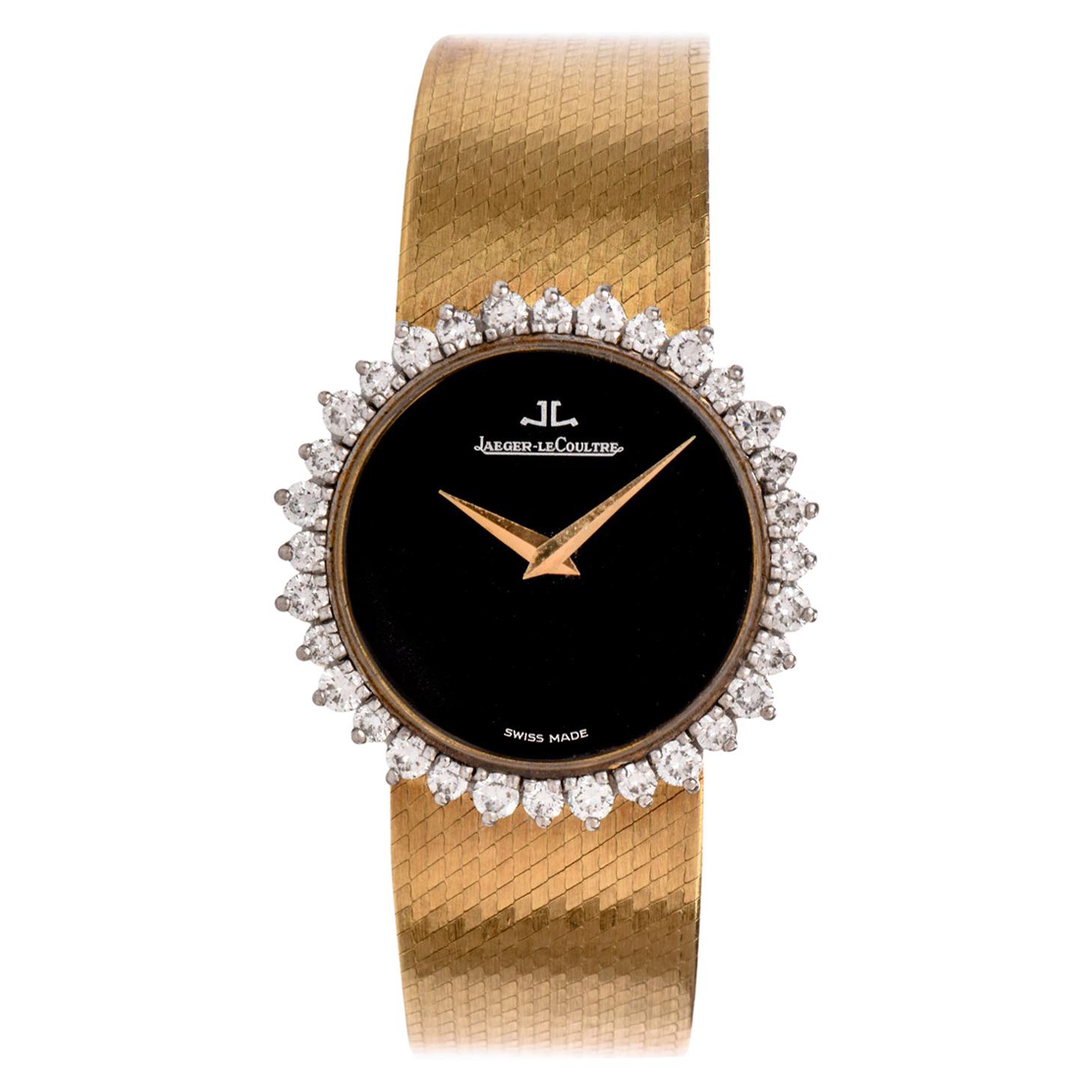 1970s Diamond Bezel Ladies 18 Karat Jaeger LeCoultre Watch