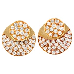 1970s Diamond Orbital Shaped 18 Karat Yellow Gold Jacket Stud Earrings