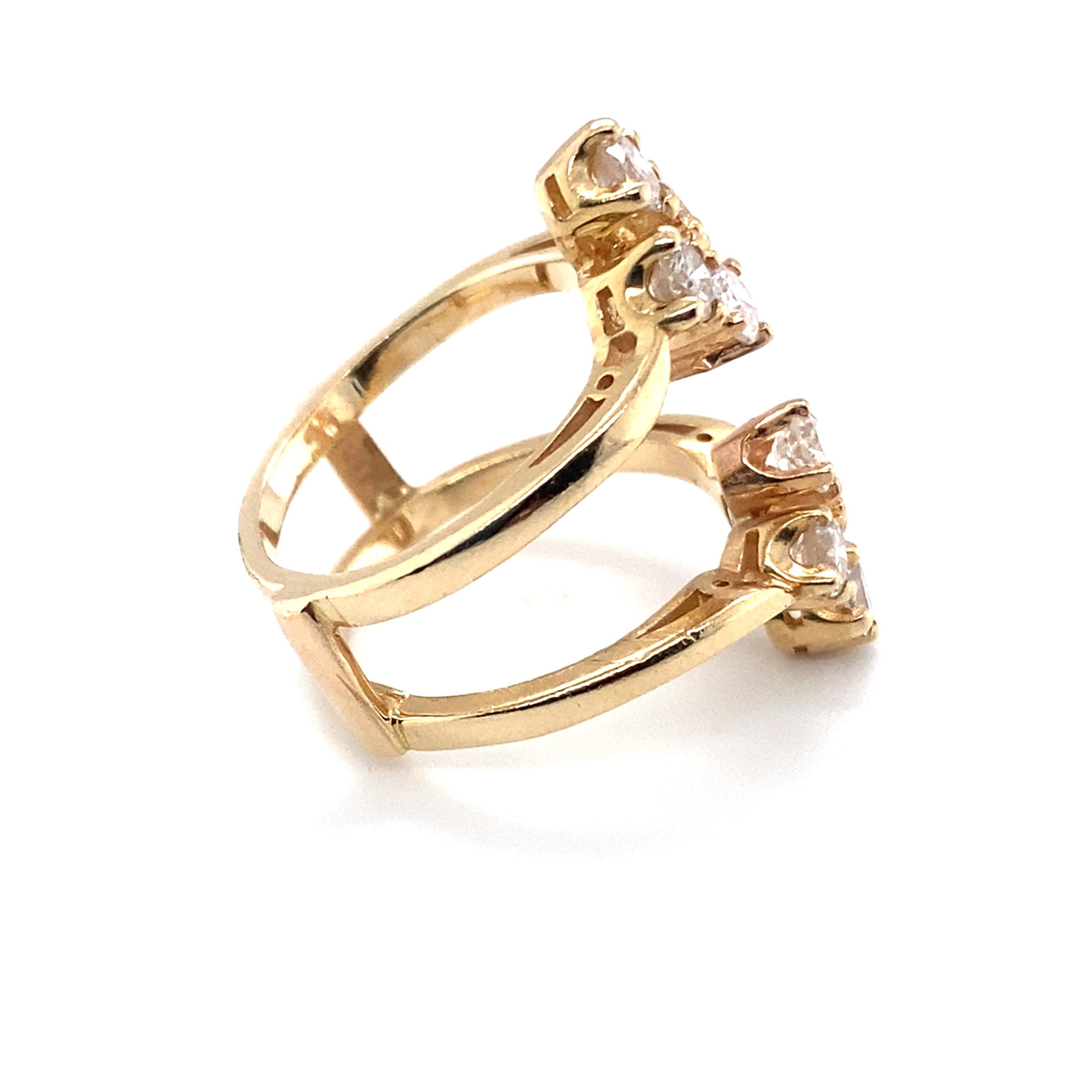 Rétro Bague de garde en or jaune 14 carats et diamants, années 1970 en vente