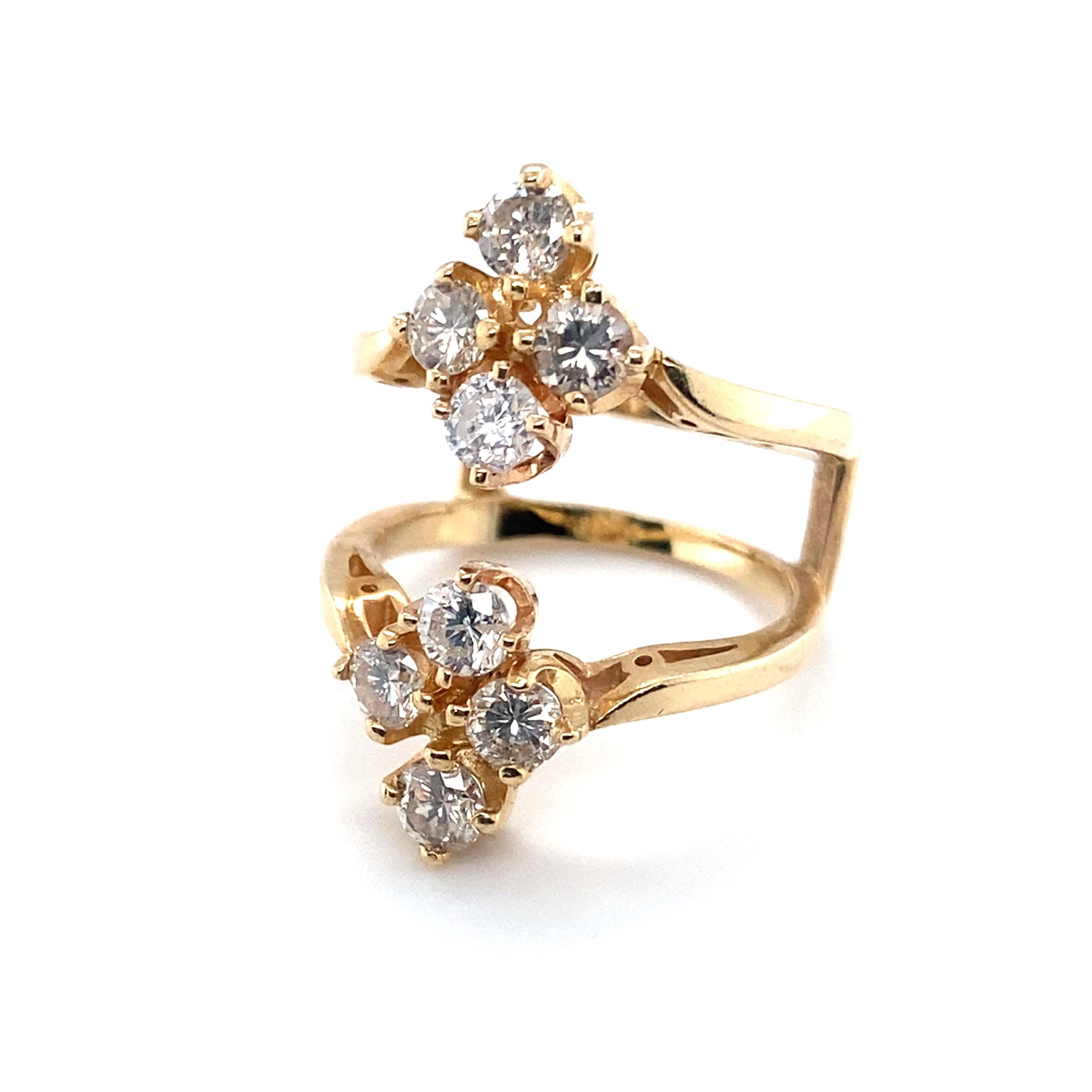 Bague de garde en or jaune 14 carats et diamants, années 1970 Unisexe en vente