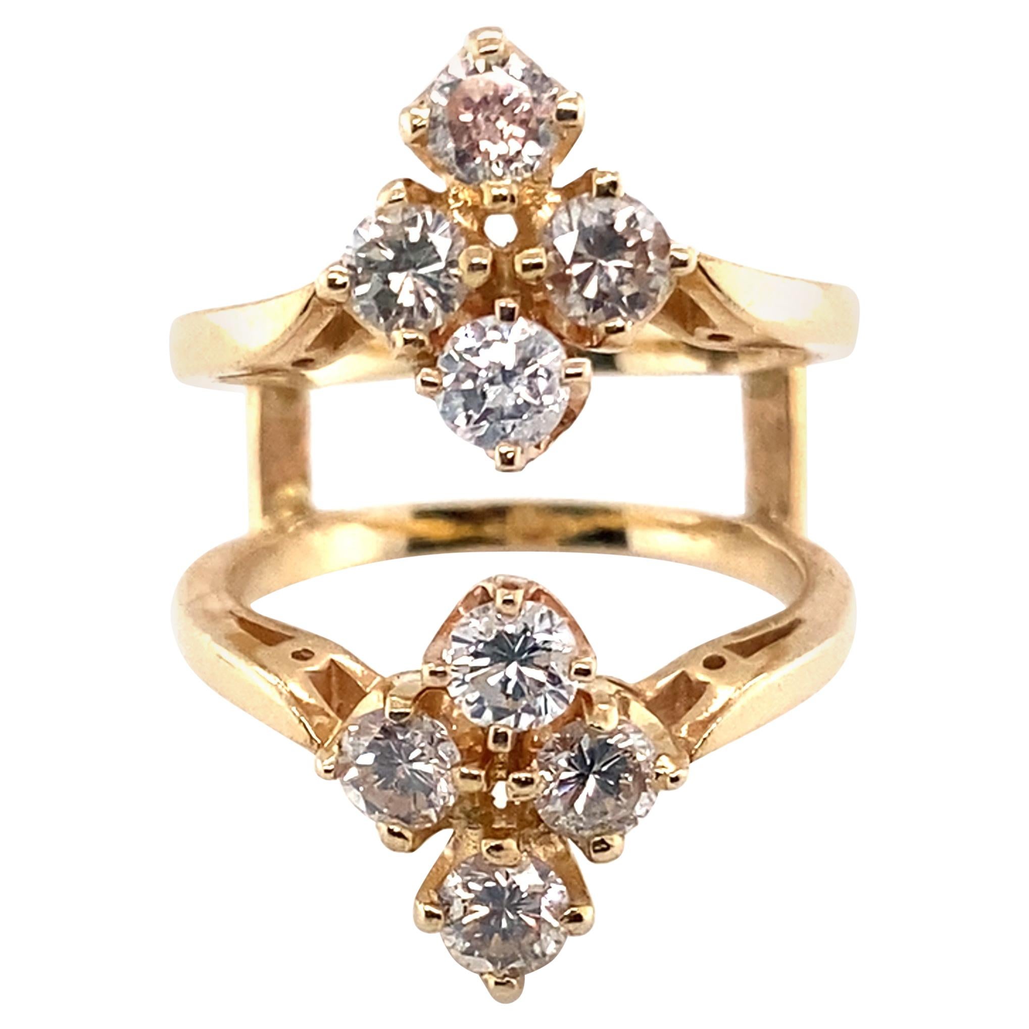 Bague de garde en or jaune 14 carats et diamants, années 1970 en vente