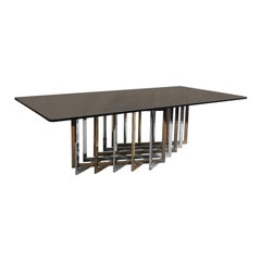 diamond shape coffee table 1970s Diamond Shaped Brass and Chrome Base Coffee Table with Smoke Glass Top