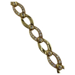 Vintage 1970s Diamond Yellow Gold Link Bracelet