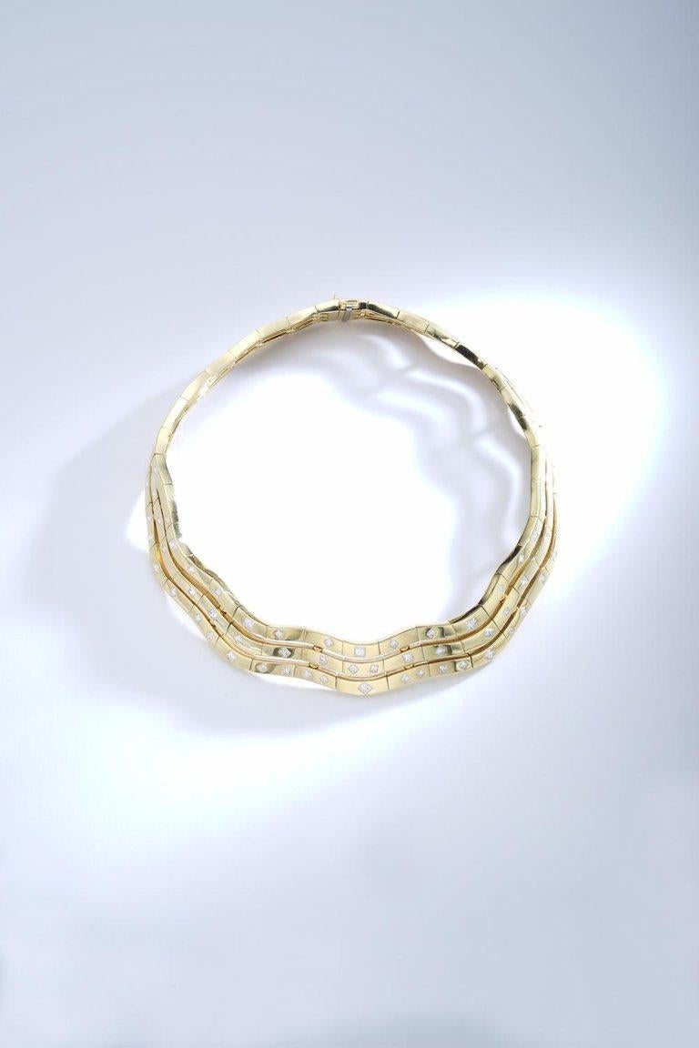 Aesthetic Movement 1970s Diamond Yellow Gold Necklace