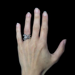 1970s Diamonds 18 Karat White Gold Staple Ring