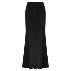 1970s Diana Leslie Black Velvet Fishtail Maxi Skirt