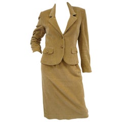 1970s Diane Von Furstenberg Tan Corduroy Skirt Suit
