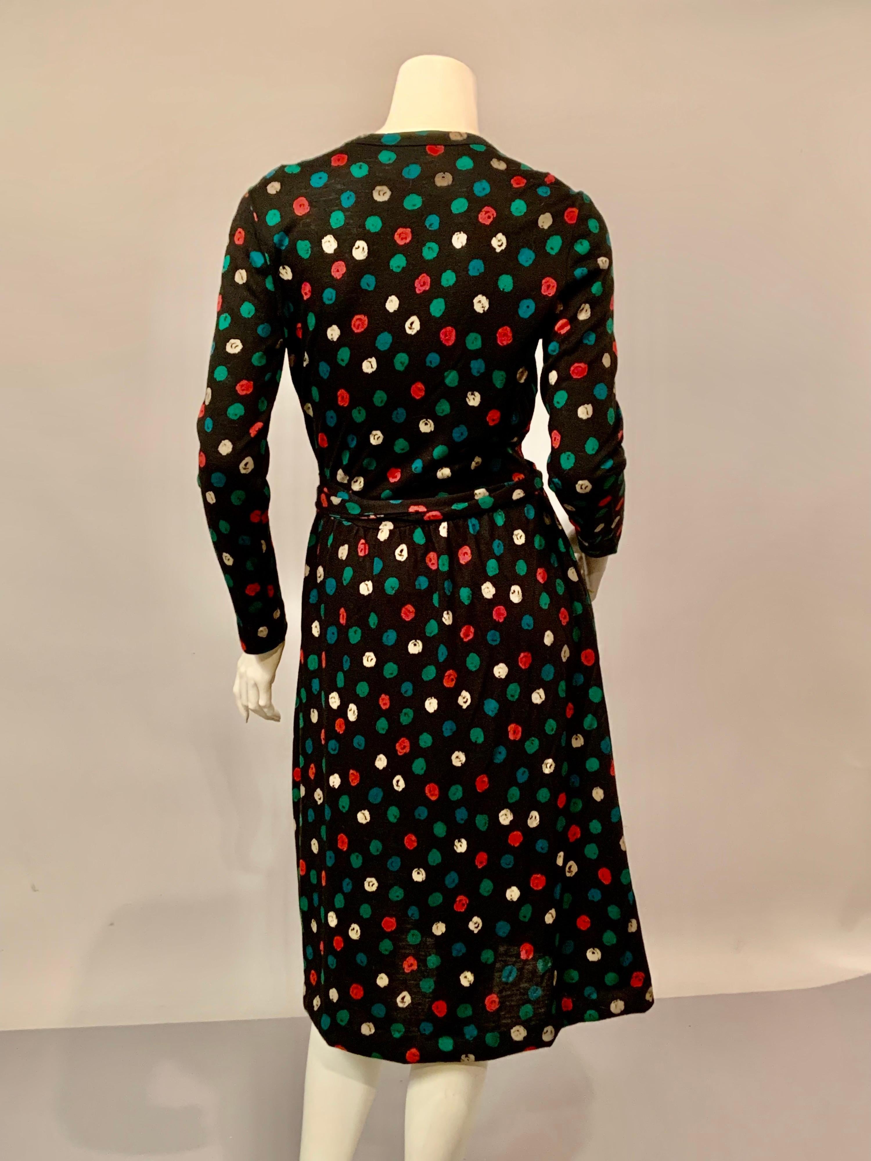 Black 1970's Diane von Furstenberg Wrap Dress in an Abstract Floral Print  For Sale