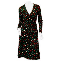Vestido envolvente Diane von Furstenberg de los años 70 con estampado floral abstracto