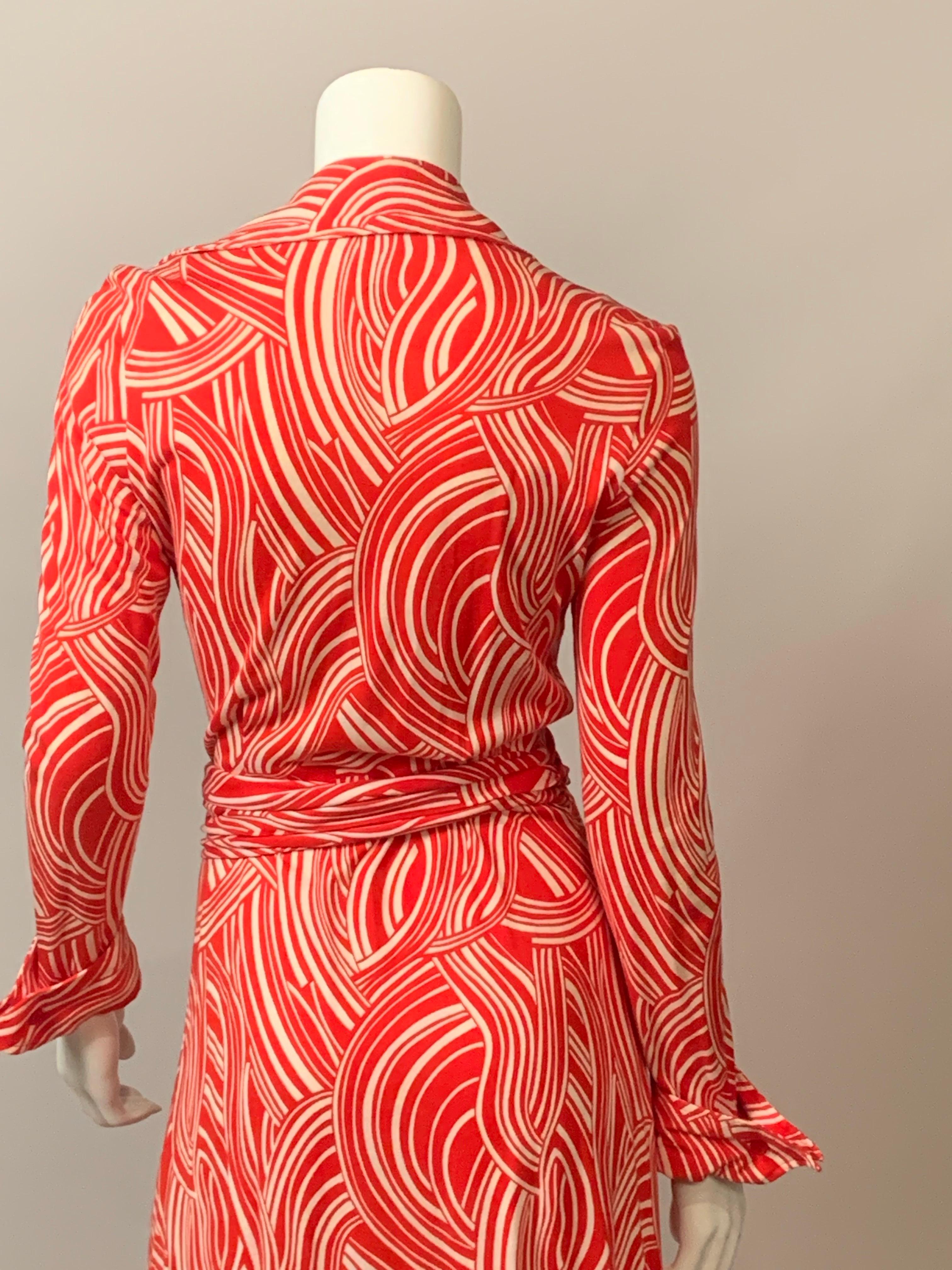 Women's 1970's Diane von Furstenberg Wrap Dress Red and White Print
