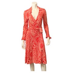 1970's Diane von Furstenberg Wrap Dress Red and White Print
