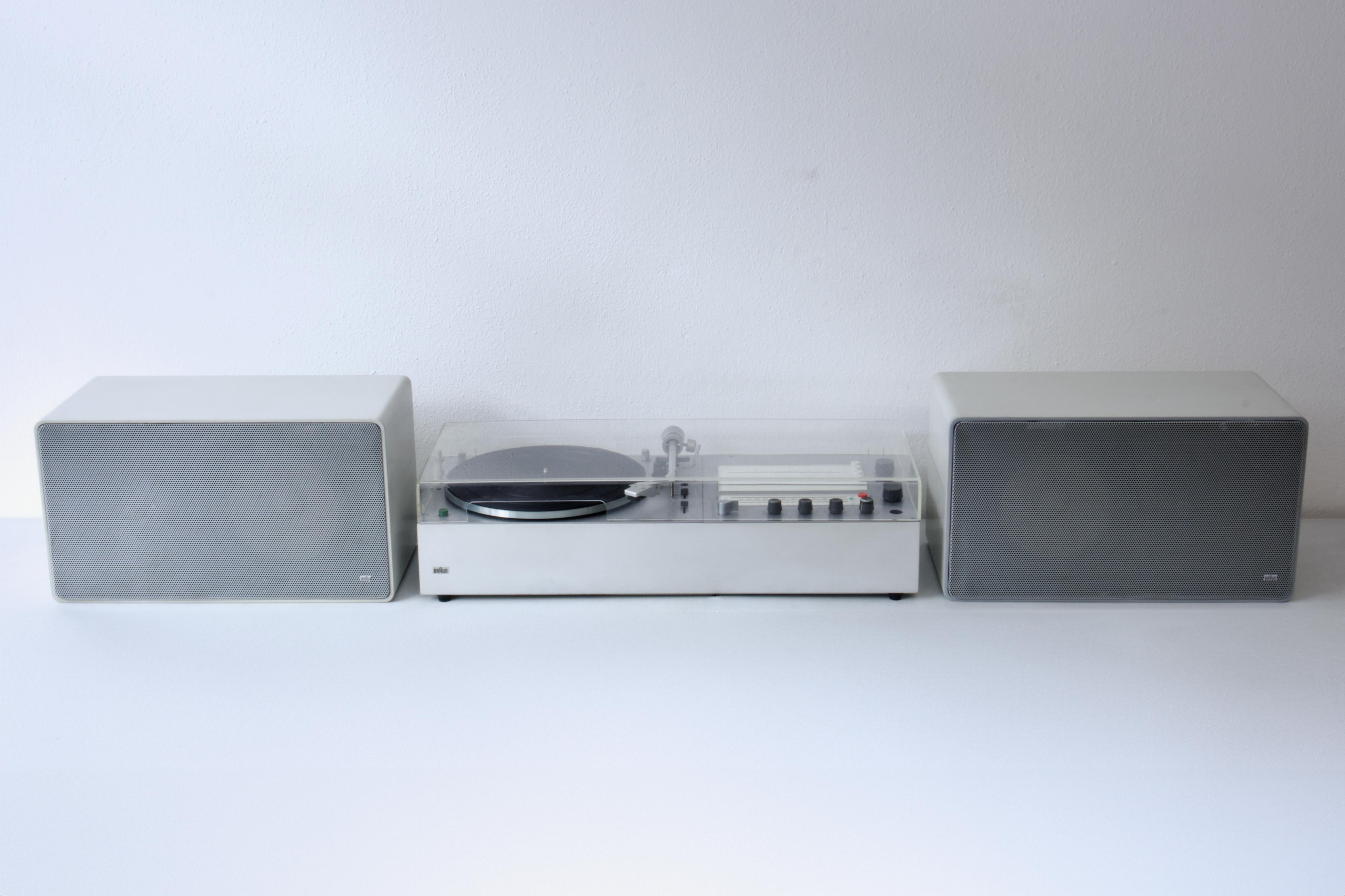 Mid-Century Modern 1970s Dieter Rams for Braun HiFi Audio Set Record Player, Amp, Radio, Speakers