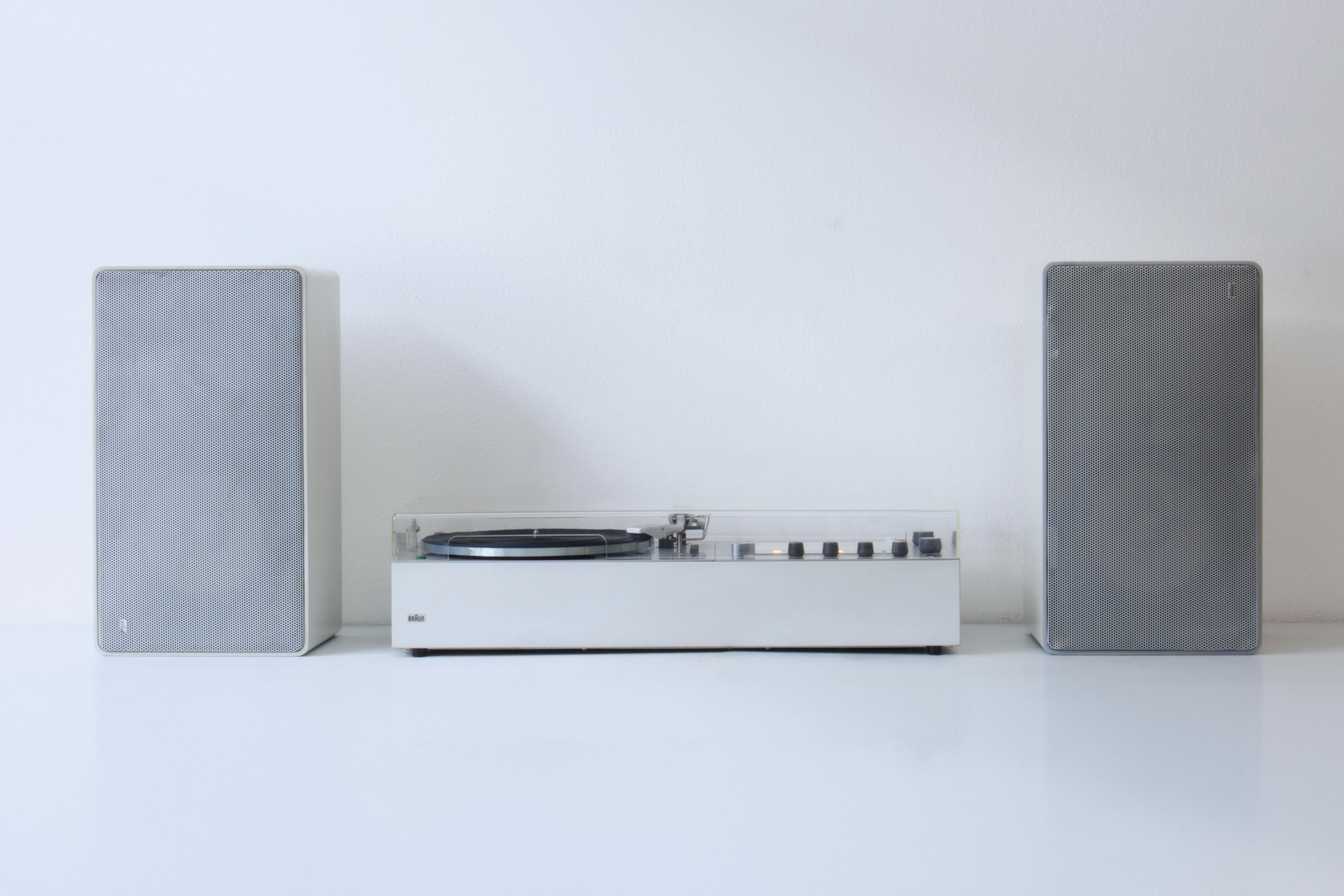 Metal 1970s Dieter Rams for Braun HiFi Audio Set Record Player, Amp, Radio, Speakers