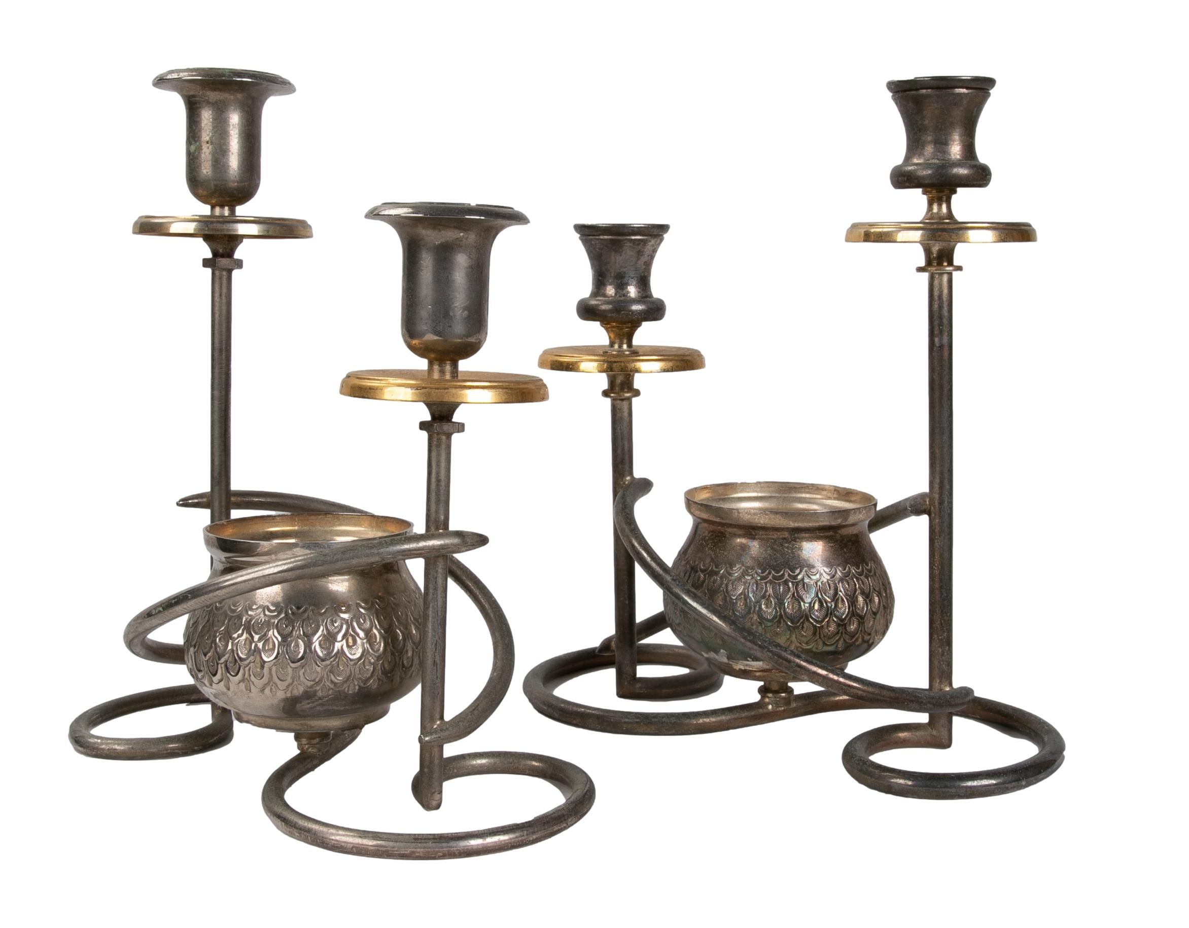 Spanish 1970s Different Models of Metal Candlesticks For Sale