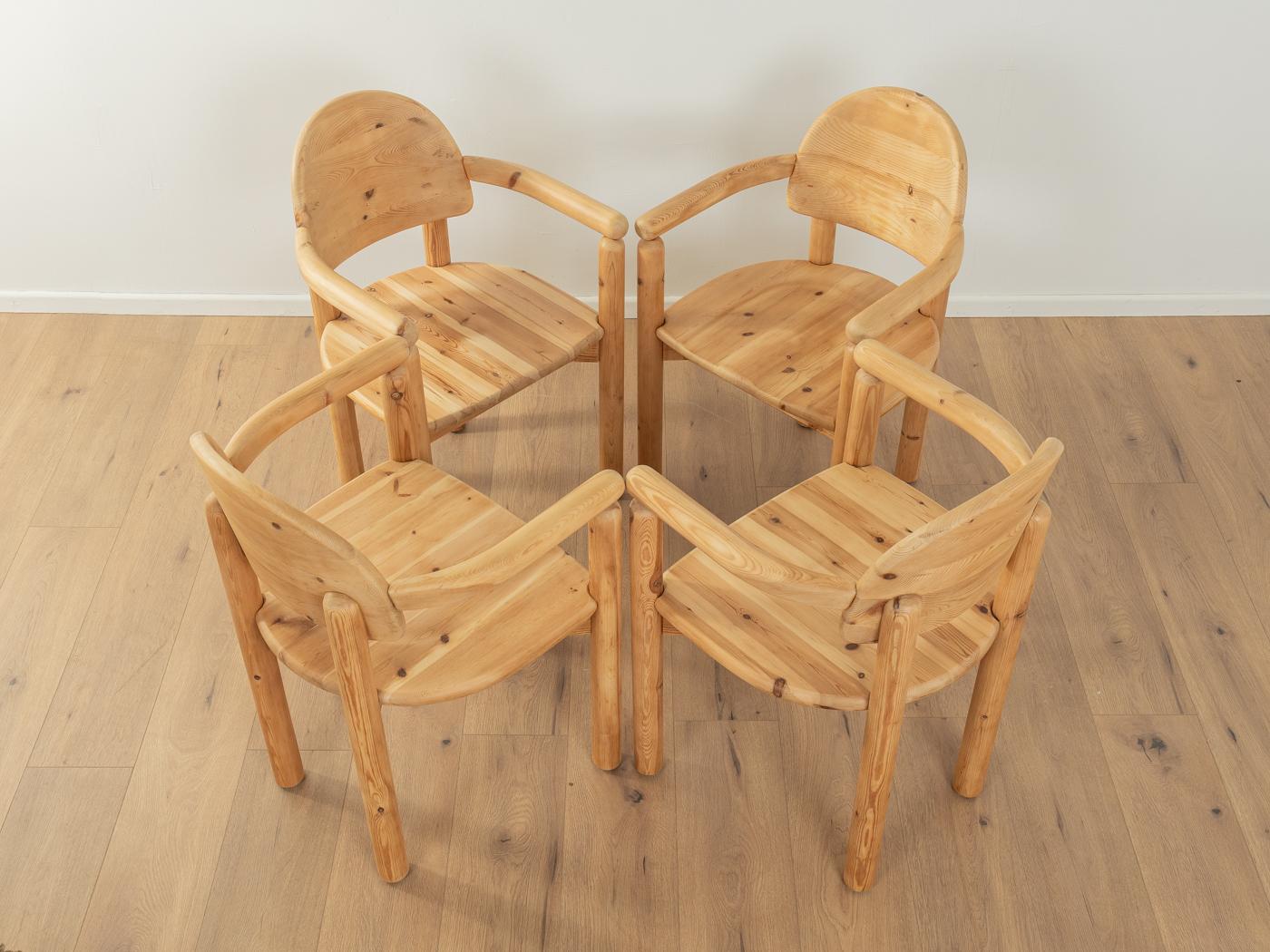 Solid wood dining chairs by Rainer Daumiller for Gramrode Møbelfabrik from the 1970s. High-quality frame, seat and backrest made of solid pine wood. The offer includes 4 chairs.

Quality Features:

    accomplished design: perfect proportions and