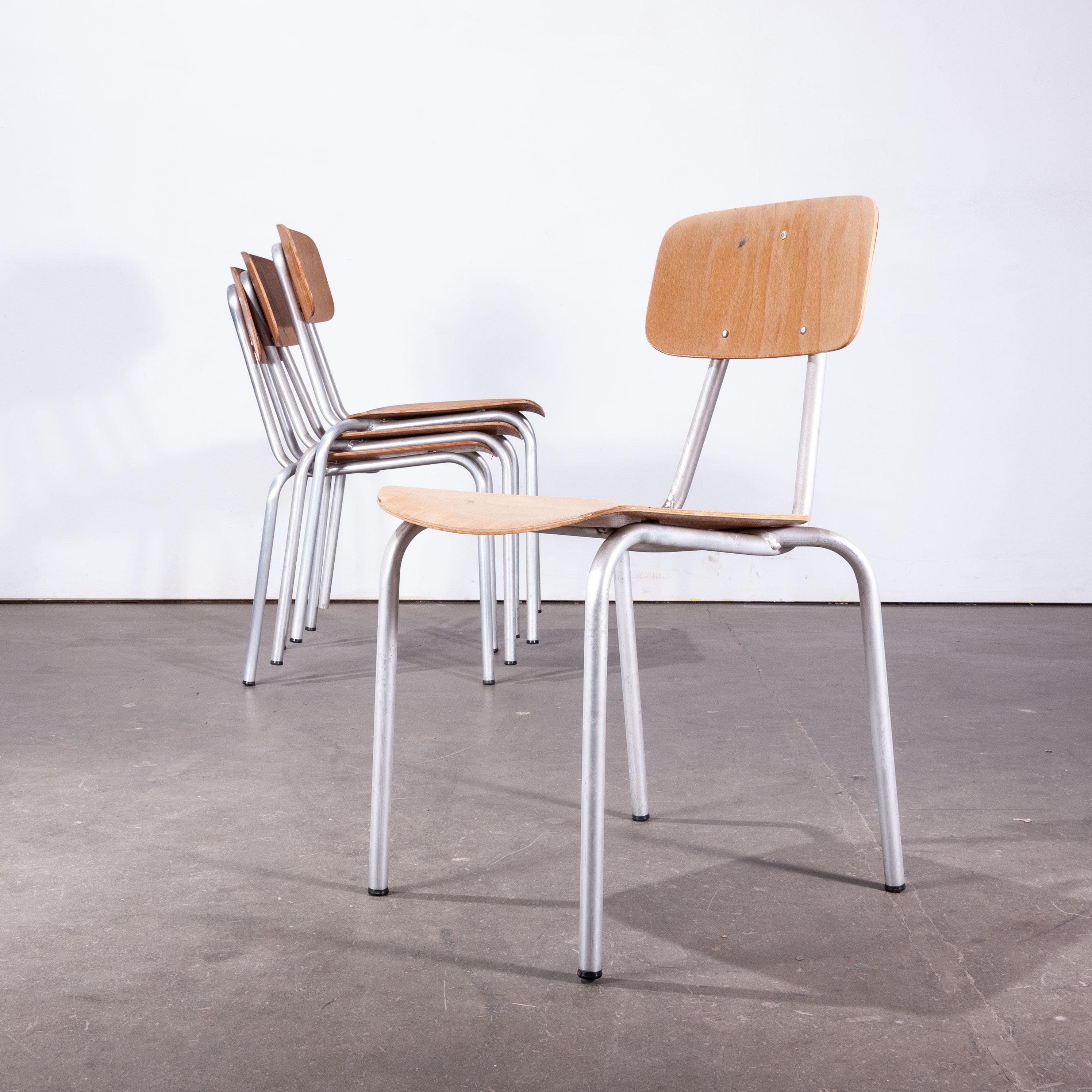 German 1970s Dining Chairs with Rare Aluminum Frames, Set of Four For Sale